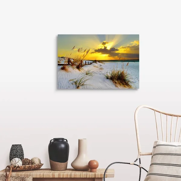 Landscape Photography Beach Golden Sunset - Canvas Wall Art, 30x20, Great Big Canvas