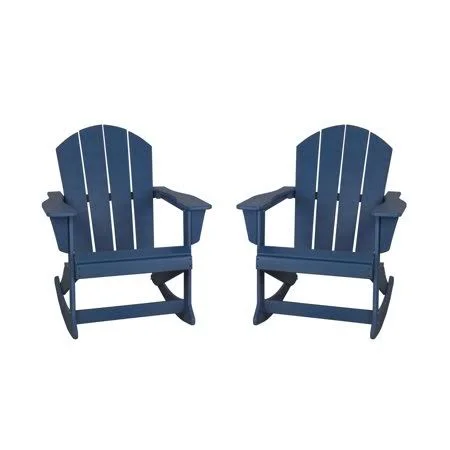 Westintrends Outdoor Rocking Chairs (Set of 2) for Patio Furniture Seating - Navy Blue, Size: One Size