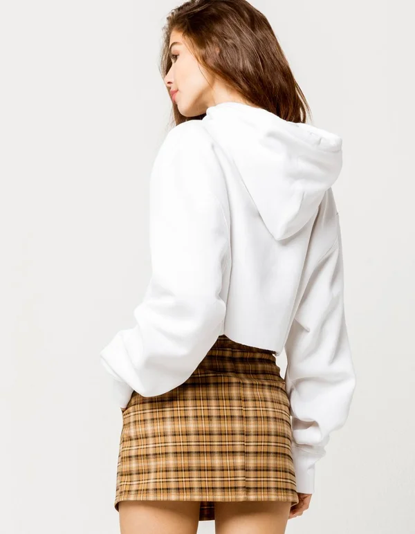 Champion REVERSE Weave Cropped Cut Off Hoodie White Size S