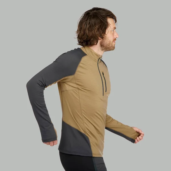 Forclaz Men's Trek 900 - Long Sleeved Merino Hiking T-Shirt in Brown, Size Small