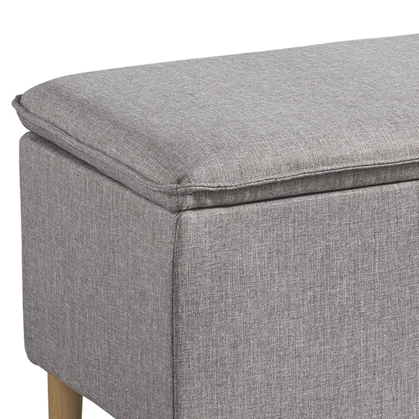 Benjara Bm207198 Fabric Upholstered Wooden Accent Bench with Hidden Storage - Gray and Brown