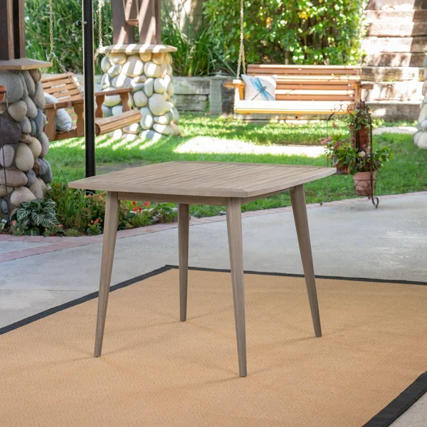 35.50x22 Gray Contemporary Square Outdoor Dining Table