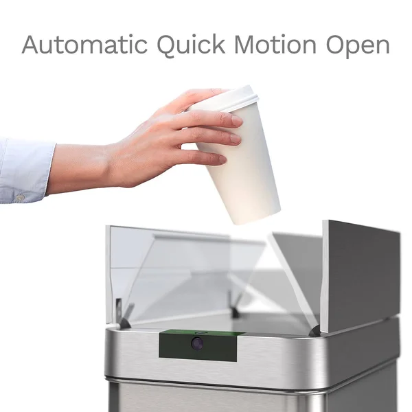 Homelabs 13 Gallon Automatic Trash Can for Kitchen - Stainless Steel Garbage Can with No Touch Motion Sensor Butterfly Lid and I