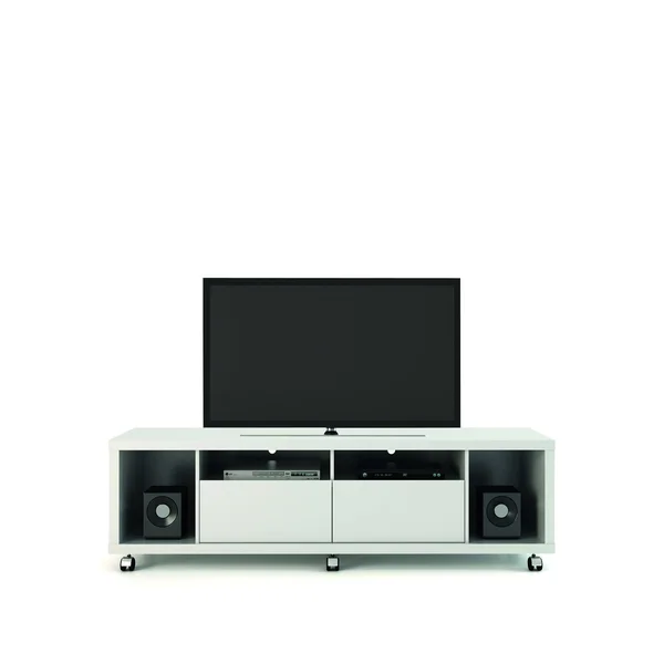 Manhattan Comfort Cabrini TV Stand and Floating Wall TV Panel 1.8 - White Gloss