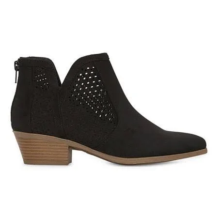 A.N.A Womens Lakewood Block Heel Booties, 9 Medium, Black