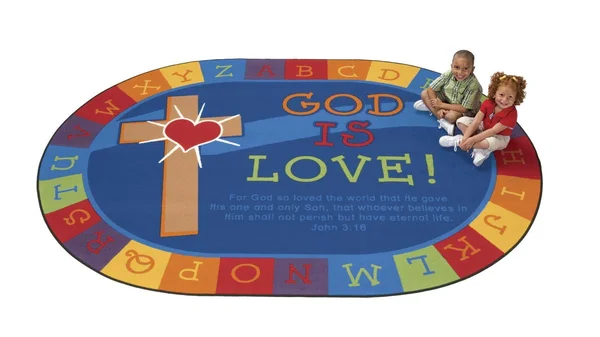 God Is Love Learning Oval Rug 6& x 9& - Carpets for Kids