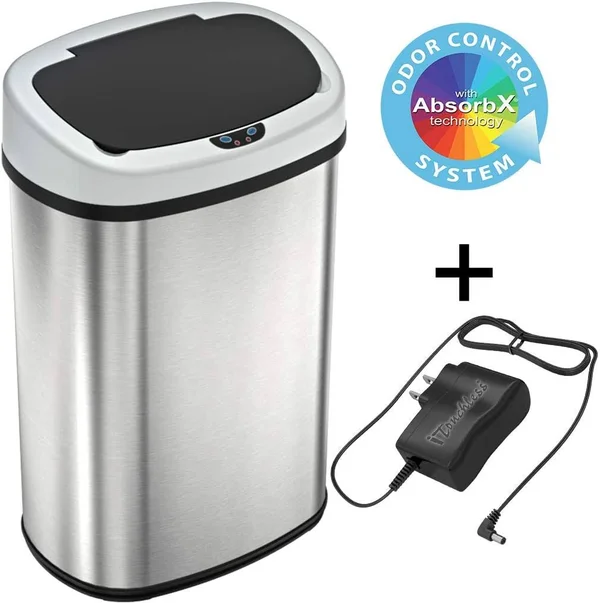 SensorCan Battery-Free 13 Gal Automatic Sensor Kitchen Trash Can with Adapter