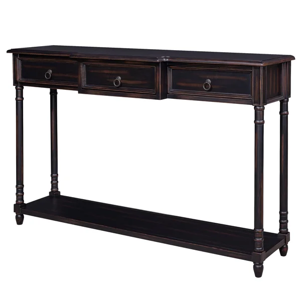 51.57x22 Distressed Console Table with Drawers - Beige