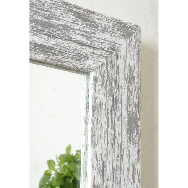 Distressed White Wall Mirror (32.5 x 39)
