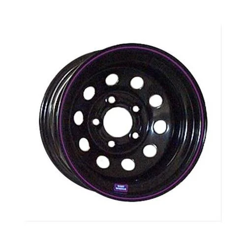 15x8 5x114.3mm|5x4.5 inch Bart Wheels Economy Modified Standard Weight Black with Purple Stripe Wheels