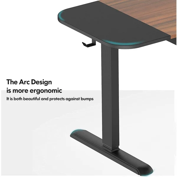 Electric Height Adjustable Standing Desk with Drawer 48 x 24 Inches - Brown