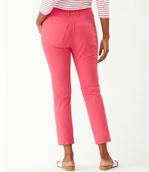 Tommy Bahama Boracay Beach Cotton-Blend Stretch Sateen Hi-Rise Ankle Jeans, Womens, 2, Radiant Sun
