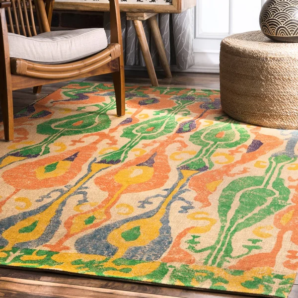 nuLOOM Natural Machine Woven Paisley Jute Area Rug, 4& x 6&