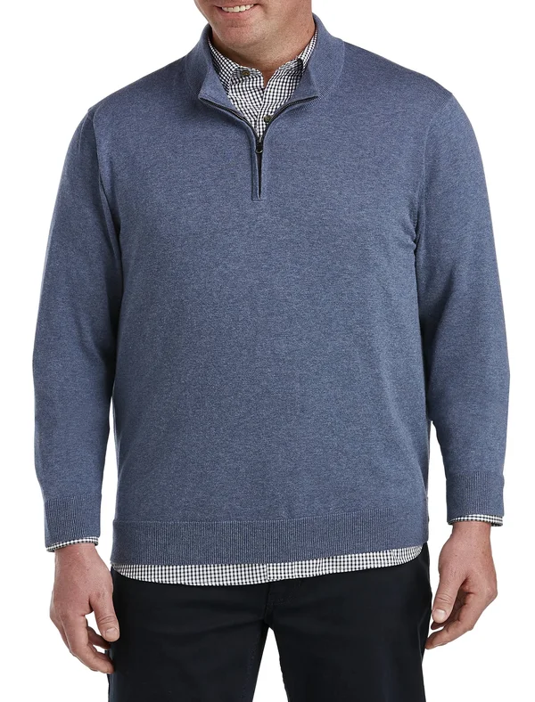 Big & Tall Harbor Bay Quarter-Zip Pullover Sweater - Flint Stone Heather - Size 6X, Men's