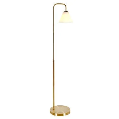 Omwati 62x22 Arched Floor Lamp Latitude Run Base Finish: Gold, Shade Color: Clear