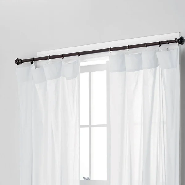 Chambray Voile Yarn-Dyed Ring Top Window Curtain - Violet Ice - Purple, Size 44X108, Cotton, The Company Store