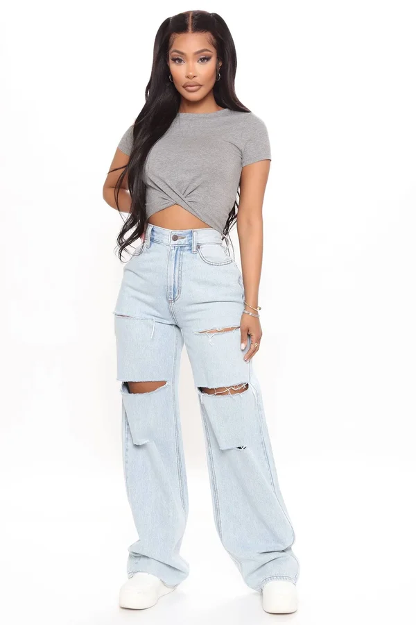 Womens See Ya Later Slouchy Skater Jeans in Light Blue Wash Size 7 by Fashion Nova