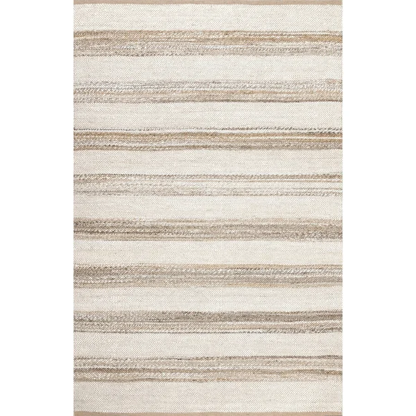 The Curated Nomad Konoval Jute Cotton Flatweave Stripe Area Rug - 5& x 8&