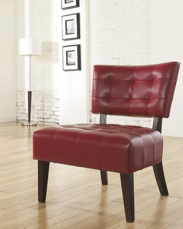 Roundhill Furniture Blended Leather Tufted Accent Chair with Oversized Seating - Red