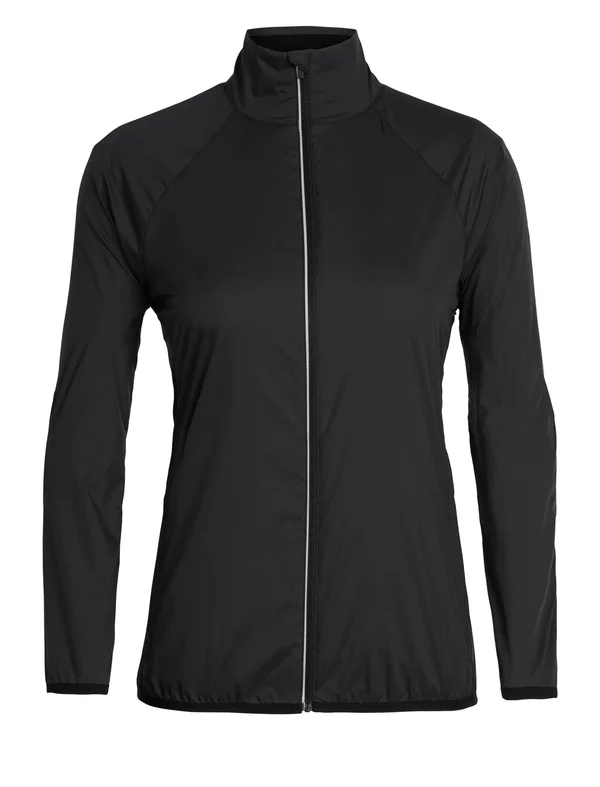 icebreaker Women's Cool Lite Rush Windbreaker Jacket, Black, Merino Wool/Nylon/Tencel