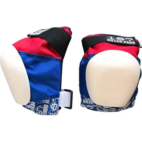 187 Killer Pads Pro Red - White, Blue Knee Pads - Medium