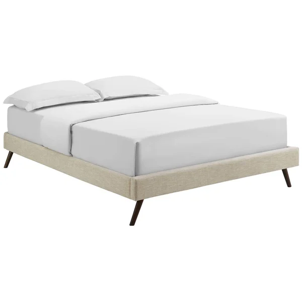 Modway Loryn King Fabric Bed Frame with Round Splayed Legs - Beige
