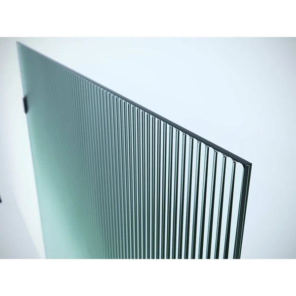 Glass Warehouse 34x22 x 78x22 Frameless Shower Door - Single Fixed Panel Fluted Frosted - Satin Brass