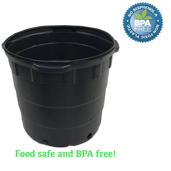 Viagrow 10 gal. Round Plastic Nursery Pots with Saucers (10-Pack)