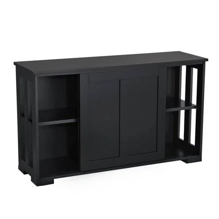 Stackable Buffet Cabinet with Sliding Door Sideboard Storage Cabinet Black, Size: 42x13x, 106.7 x 33 x 63 cm
