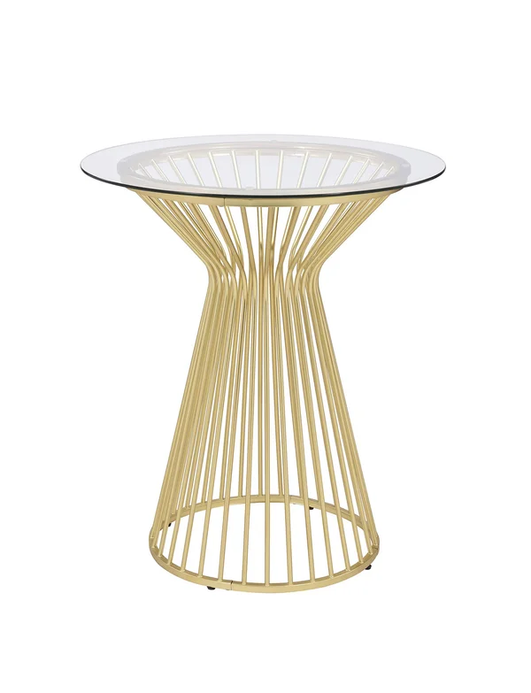 Coaster Matte Brass Round Glass Top Bar Table-183147