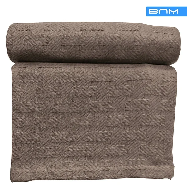 Basket Weave King Cotton Blanket, Lightweight Summer Blanket, Charcoal
