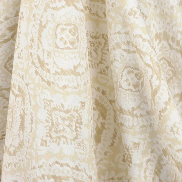 Trident Queen Printed Pattern 100% Cotton Peach Percale Sheet Set Beige Ikat - Feather Tales