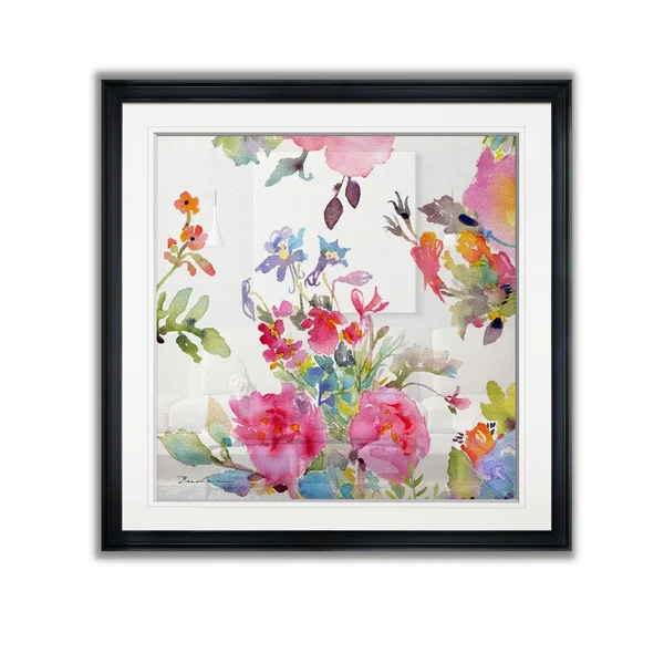 Watercolor Flower Composition I -Framed Giclee Print - 38x38