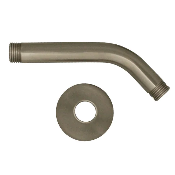 Whitehaus WHSA165-2-BN Showerhaus Short Solid Brass Shower Arm with Solid Brass Escutcheon - Brushed Nickel