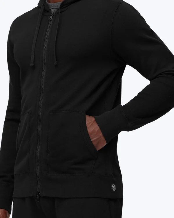 Reigning Champ Lightweight Terry Full Zip Hoodie - Black - S