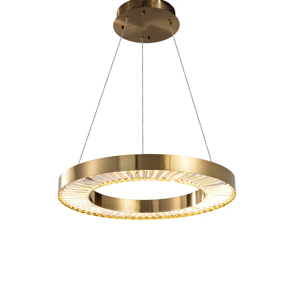 Gold Metal LED Chandelier with Clear Crystals