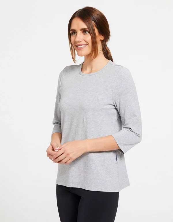 Women's Loose Fit 3/4 Sleeve T-Shirt, UPF 50+ Sensitive Collection Black
