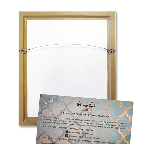 Oliver Gal Fashion and Glam Wall Art Framed Canvas Prints 'Dramatic Entrance Gold' Chandeliers - Gold - White - 45 x 30 - Black