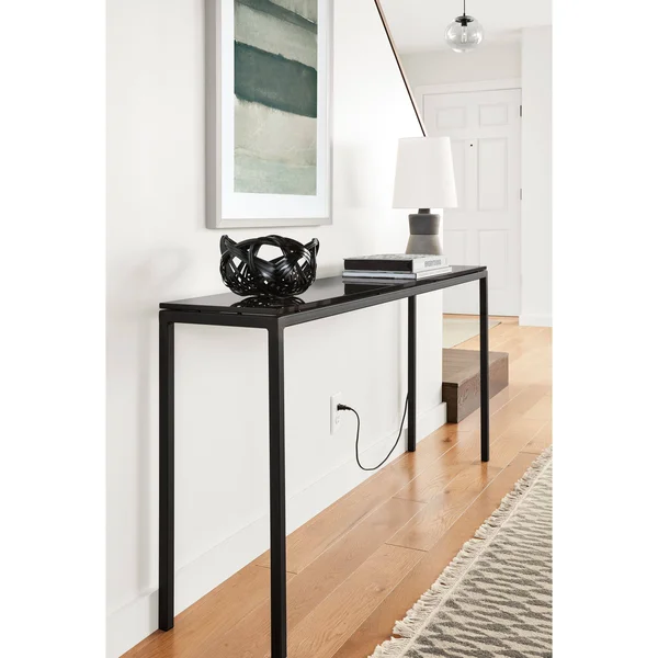 Room & Board - Modern Parsons 60W 12D 29h Console Table w/ 1.5x22 Leg, Sugarberry Top w/ Gold Base