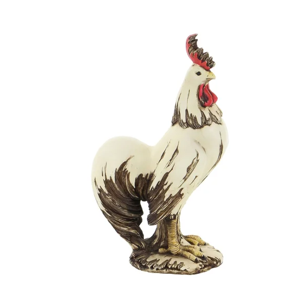 Benjara BM216401 Polystone Frame Rooster Sculpture with Stable Base Antique White