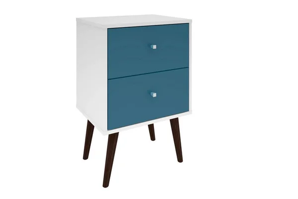 Manhattan Comfort Liberty Rustic Brown and White Nightstand - 204AMC96
