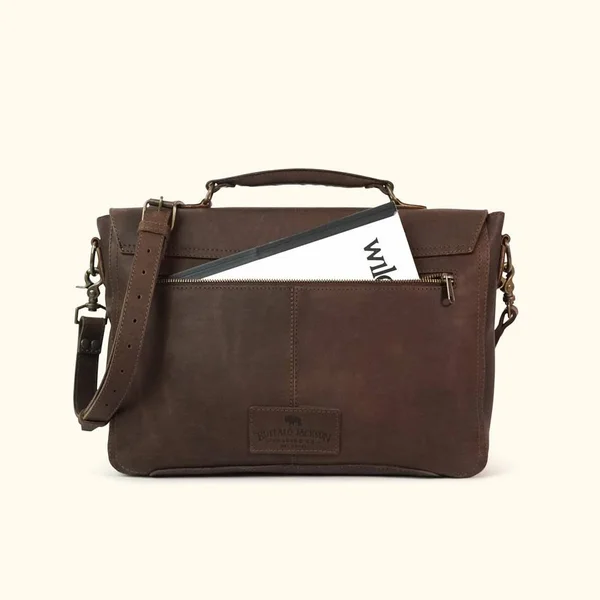 Denver Leather Laptop Messenger Bag, Dark Briar