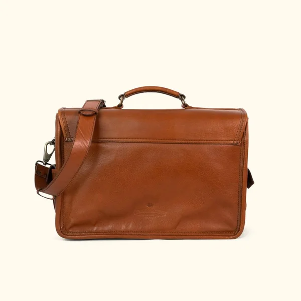 Roosevelt Buffalo Leather Briefcase Bag, Amber