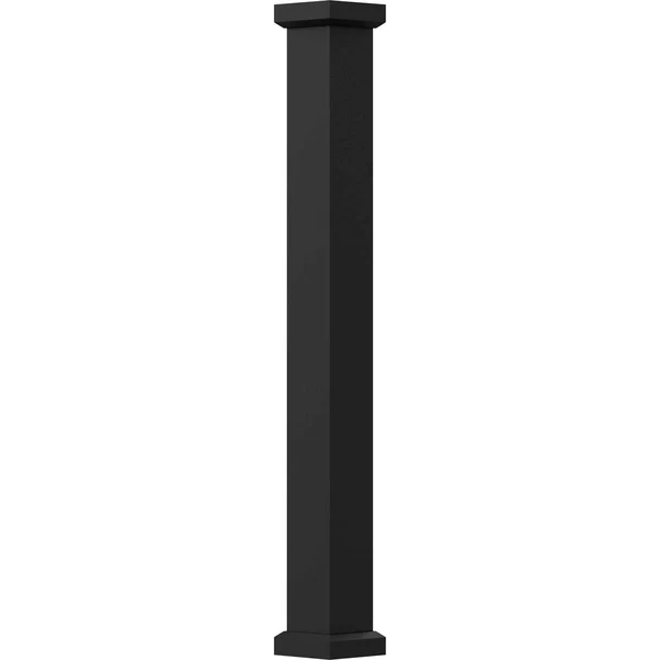6x22 x 10& Endura-Aluminum Empire Style Column, Square Shaft (Load-Bearing 12, 000 lbs), Non-Tapered, Textured Black Finish w/ Ca