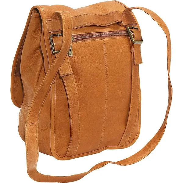 Le Donne Leather Convertible Back Pack Shoulder Bag Cafe - 13 inches x 10 inches x 4 inches