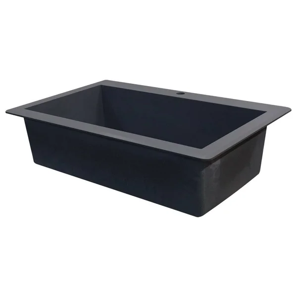 Transolid Radius Drop-in 33-in x 22-in Black Single Bowl 3-Hole Kitchen Sink - RTSS3322-09-CAD