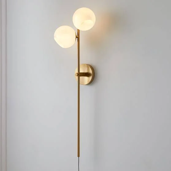 Staggered Glass Plug in Sconce, Milk, Glass, Antique Brass 8153412