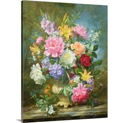 &Peonies and Mixed Flowers& by Albert Williams Painting Print Great Big Canvas Format: Canvas, Size: 36x22 H x 29x22 W x 1.5x22