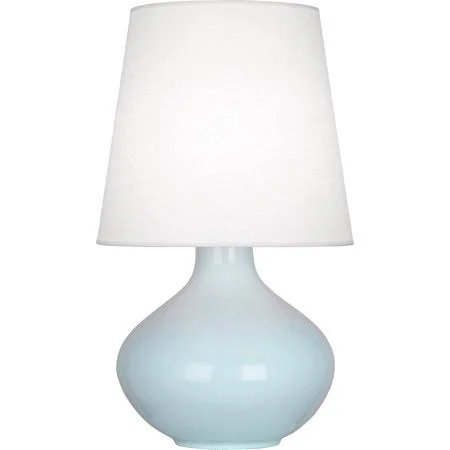 Baby Blue Tone Finish Table Lamps 16 inch Wide Oyster Linen Shade Ceramic Material E26 A Bulb 1 Light Fixture, Size: 0.5 in