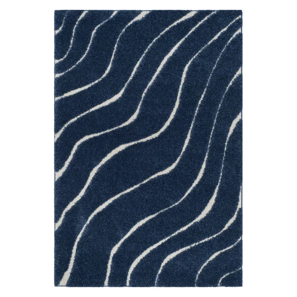 Safavieh Florida Shag Dark Blue/Cream 6 ft. 7 in. x 6 ft. 7 in. Square Area Rug